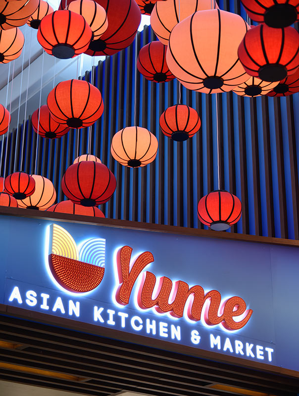 Yume Airport Restaurant Signage and Lighting